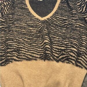 Astr Zebra Pattern V-Neck Sweater
